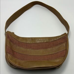 VTG Jones New York Woven Shoulder Hobo Bag 90s Minimalist Brown Retro everyday